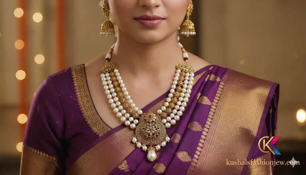 Antique Gold Pearl Necklace