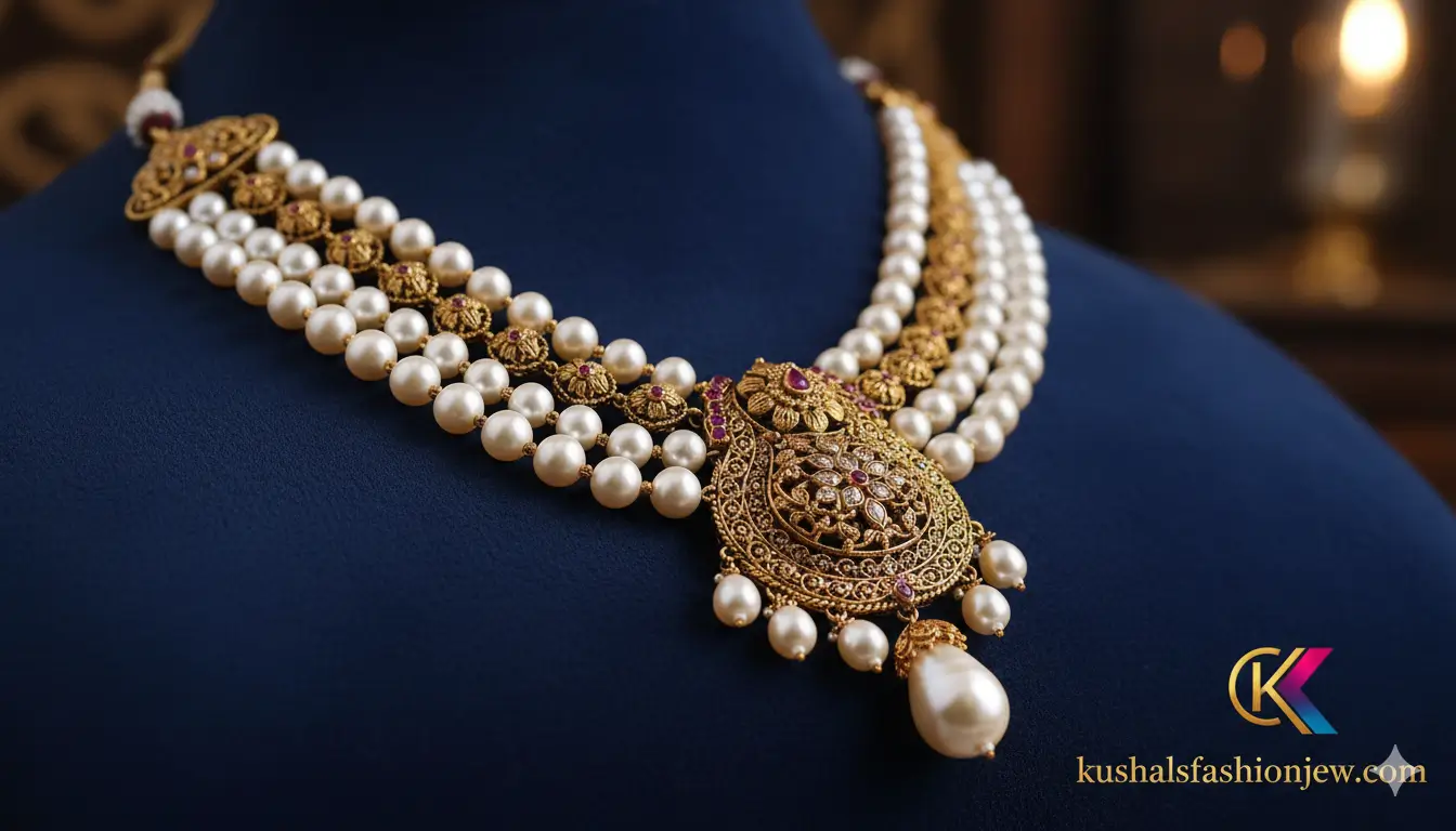 Antique Gold Pearl Necklace