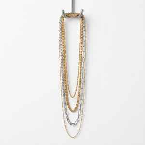 Illustrative styling image of layered chain necklaces