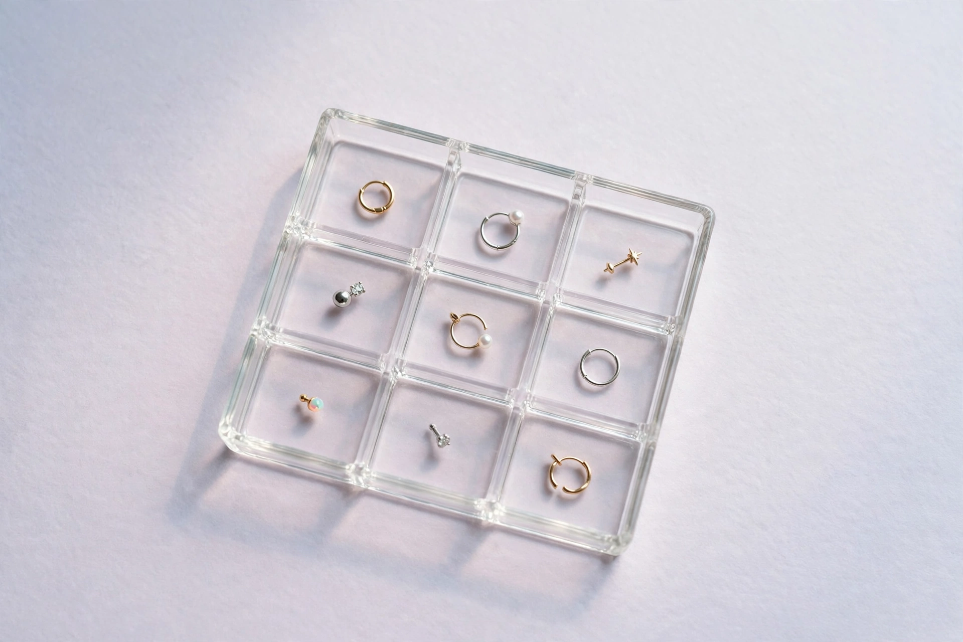 Illustrative styling image of nose rings and studs