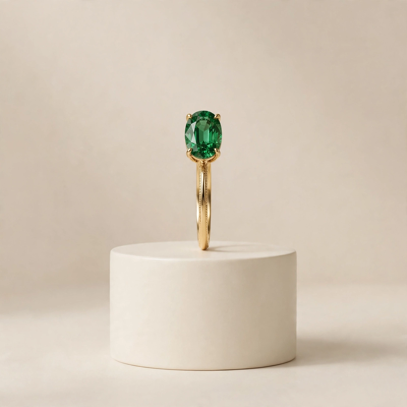 Illustrative styling image of a gold birthstone ring